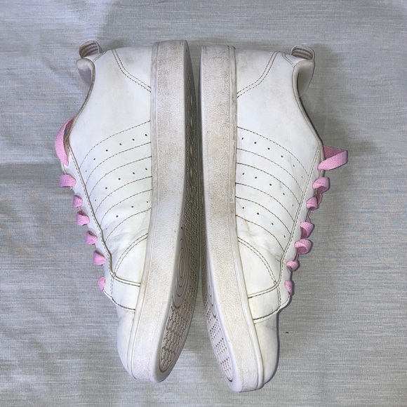 Adidas Women's size 8 White Sneakers with shimmery Pink Stripes - Picture 6 of 16